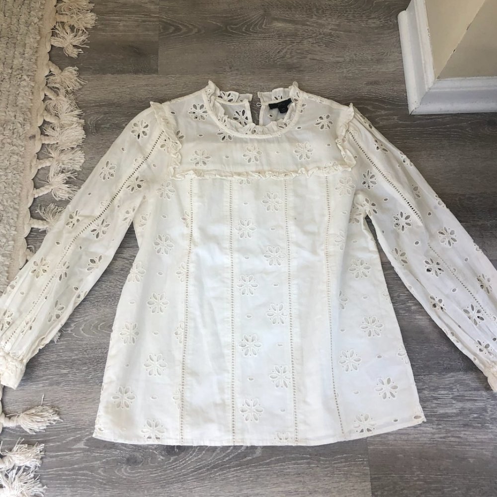 Lace patterned cream j.crew top